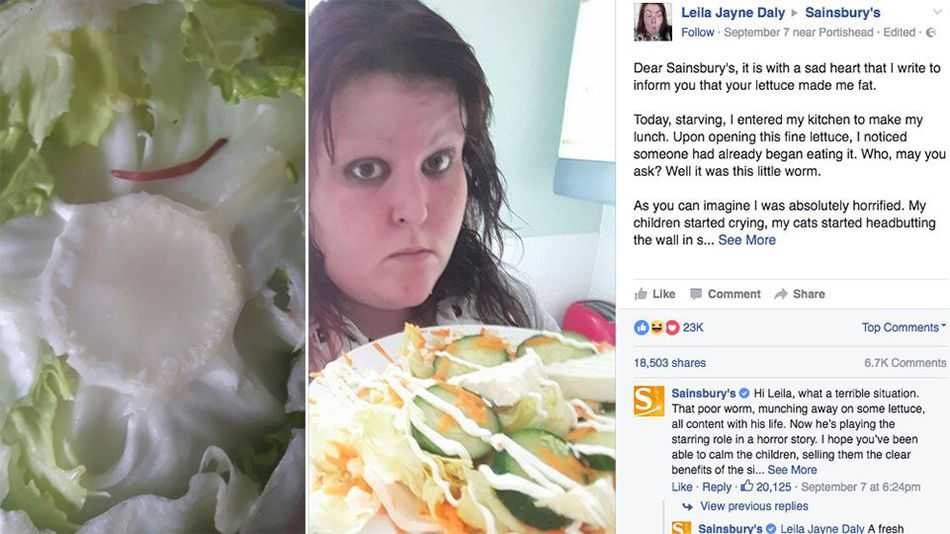 This woman's complaint about a worm in her lettuce escalated hilariously