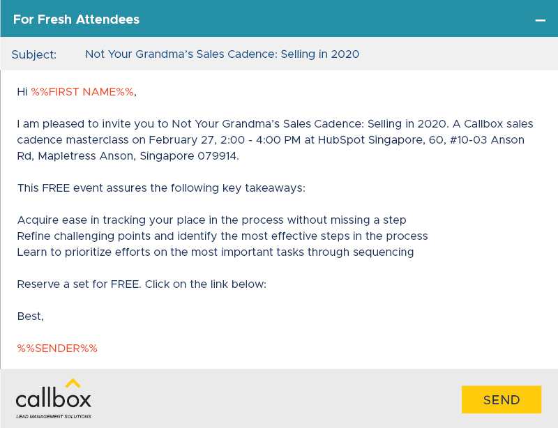 Webinar Invite for Fresh Attendees Email Example