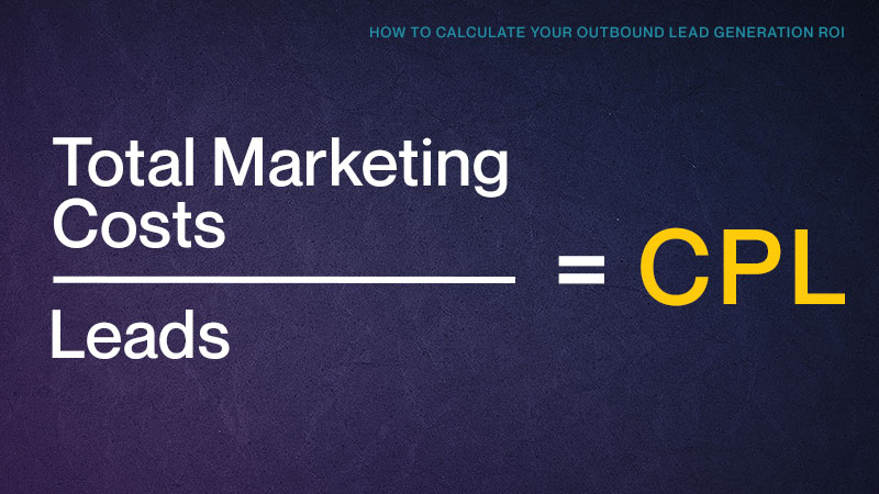 Total Marketing Costs divided by Leads equals Cost per Lead